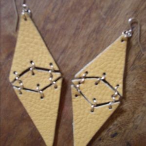 NWT Yellow Leather Diamond Cut Earrings